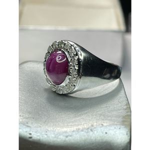 14k White Gold Ruby Diamond Ring - image 1